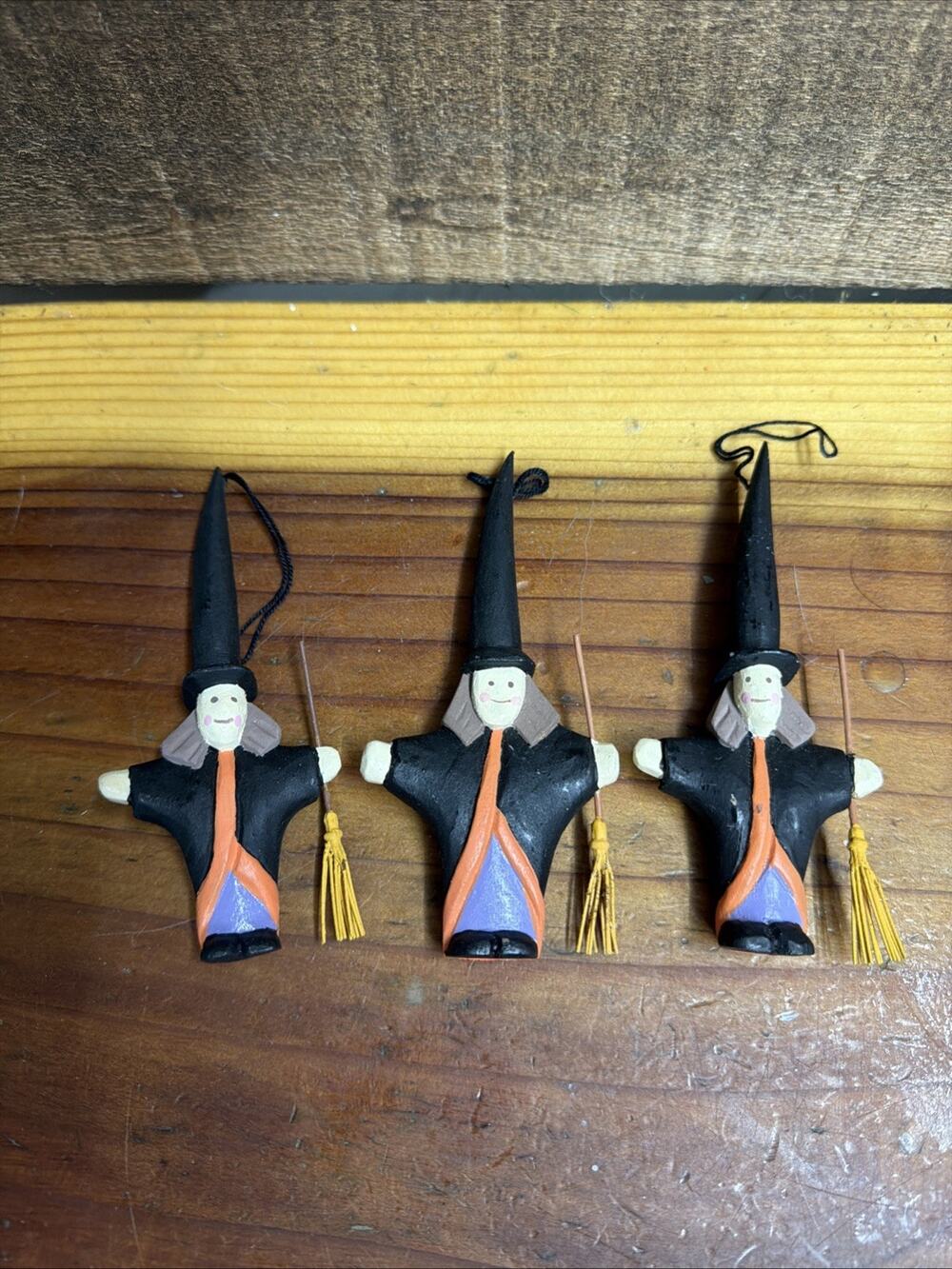 Midwest Canyon Falls folk art witch broom Halloween ornaments Set Of 3